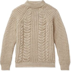 Kingsman Cable-Knit Wool and Cashmere Blend Sweater in Neutrals Size XS